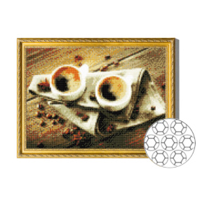 Mozaic cu diamante 30x40 cm Doua cesti de cafea