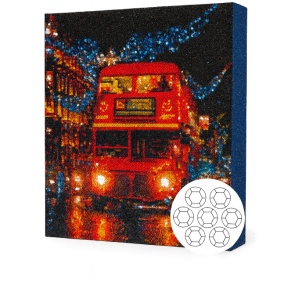 Автобус в праздничном городе,Алмазная мозаика 30x40 см