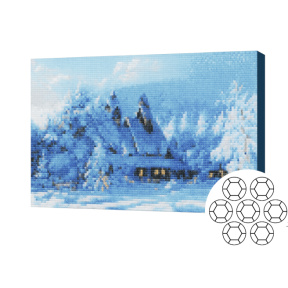 Домик в зимнем лесу,Алмазная мозаика 30x40 см