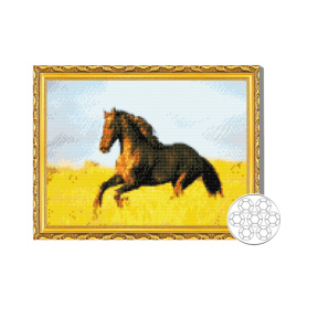 Mozaic cu diamante 30x40 cm Cal in lan de grau