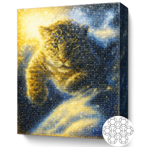 Леопард в прыжке,Алмазная мозаика 30x40 см