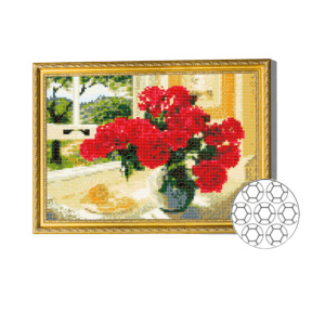 Букет роз на подоконнике 30x40 см Алмазная мозаика