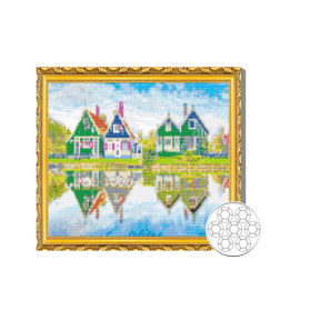 Отражение ярких домиков 30x40 см Алмазная мозаик