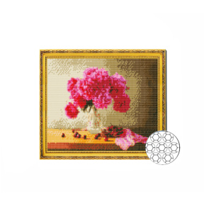 Ярко розовые пионы  30x40 см Алмазная мозаика