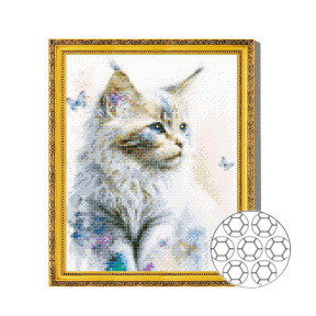 Кот и бабочки 30x40 см Алмазная мозаика