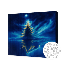 Волшебная елка в лесу.Алмазная мозаика 40x50 см