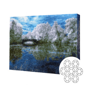 Озеро в зимнем лесу,Алмазная мозаика 40x50 см