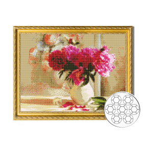 Пионы в вазе 40x50 см Алмазная мозаика