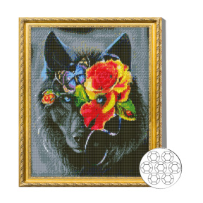 Lup in flori 40x50 cm  Mozaic cu diamante