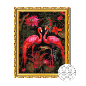 Flamingo aprinsi 40x50 cm  mozaic cu diamante
