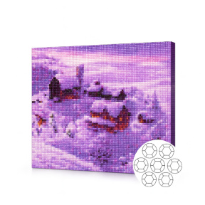 Деревушка среди снегов.Алмазная мозаика 40x50 см