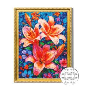Розовые лилии 40x50 см Алмазная мозаика