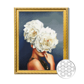 Mozaic cu diamante 40x50 cm Dispozitie de bujori