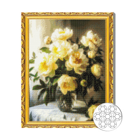 Пионы в лучах солнца 40x50 см Алмазная мозаика