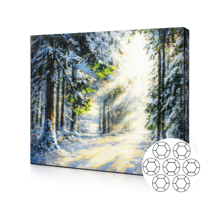 Lumina soarelui in padurea de iarna.Mozaic cu diamante 40x50 cm