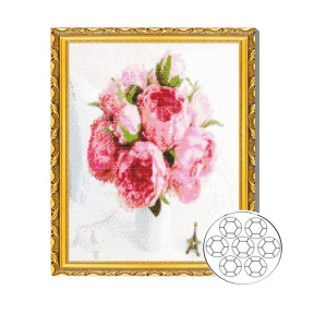 Нежный букет пионов 40x50 см Алмазная мозаика