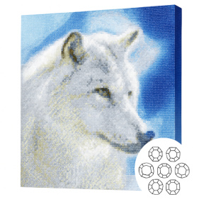 Белый волк.Алмазная мозаика 40x50 см