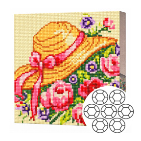 Mozaic cu diamante 20x20 cm Flori si palarie