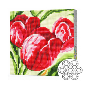 Mozaic cu diamante 20x20 cm Lalele rosii