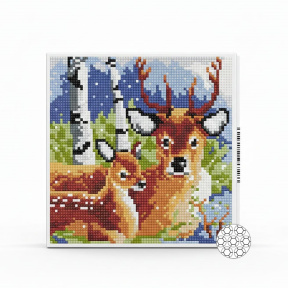 Олень и косуля, 20x20 см, алмазная мозаика