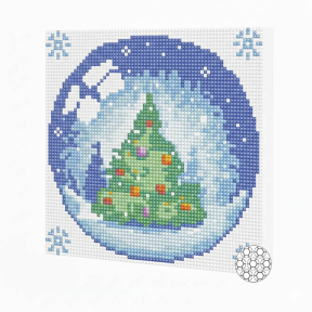 Елочка в шаре, 20x20 см, алмазная мозаика