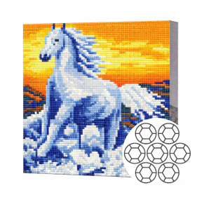 Mozaic cu diamante „Cal din apă”, 20×20 cm