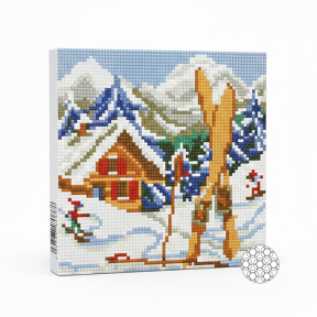 Горнолыжный курорт, 20x20 см, алмазная мозаика