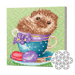 Arici într-o ceșcuță, 20×20 cm, mozaic cu diamante