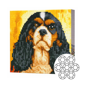 Spaniel, 20×20 cm, mozaic cu diamante