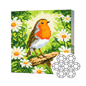 Pasăre și romanite 20×20 cm Mozaică cu diamante