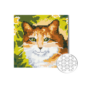 Кошечка среди листвы 20x20 см Алмазная мозаика