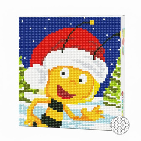 Новогодняя пчелка, 20x20 см, алмазная мозаика