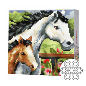 Mozaic cu diamante „Cal și mânz”, 20×20 cm