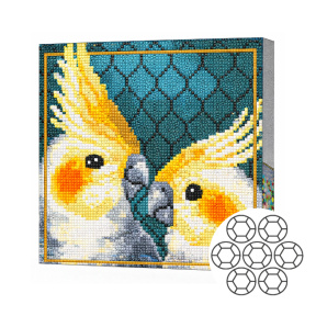 Papagali cacadu 20×20 cm Mozaică cu diamante