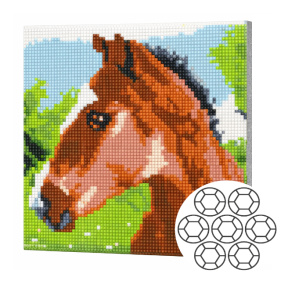 Mozaic cu diamante „Mânz brun”, 20×20 cm