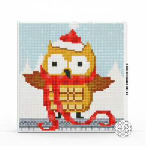 Совушка в шарфе зимой, 20x20 см, алмазная мозаика