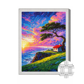 Mozaic cu diamante patrate 40x50 cm Casuta pe marginea prapastiei