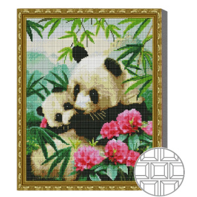 Mozaic cu diamante patrate 40x50 cm Ursuleti panda
