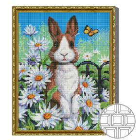 Mozaic cu diamante patrate 40x50 cm Iepuras printre romanite