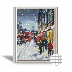 Снегопад в городе, 40x50 см, алмазная мозаика квадратная