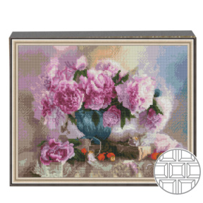 Mozaic cu diamante patrate 40x50 cm Bujori roz