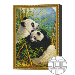Mozaic cu diamante patrate 40x50 cm Ursii panda in padure de bambus