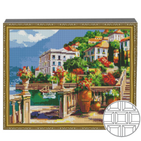 Mozaic cu diamante patrate 40x50 cm Orasel pe malul lacului