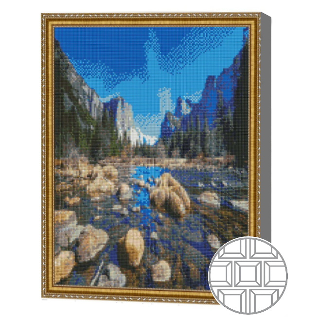 Mozaic cu diamante patrate 40x50 cm Tarm stancos al lacului montan