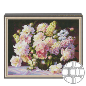 Mozaic cu diamante patrate 40x50 cm Buchet imens de flori albe