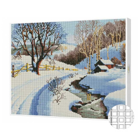 Зимний день в деревне, 40x50 см, алмазная мозаика квадратная