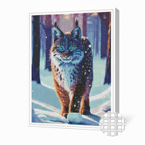Рысь в лесу, 40x50 см, алмазная мозаика квадратная