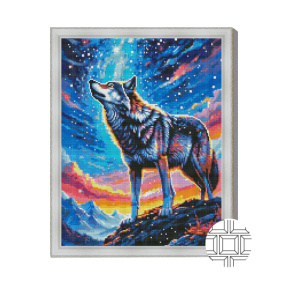 Mozaic cu diamante patrate 40x50 cm Lup si cer instelat