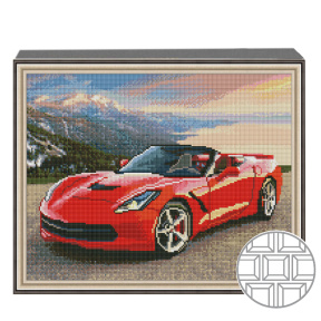 Mozaic cu diamante patrate 40x50 cm Masina rosie