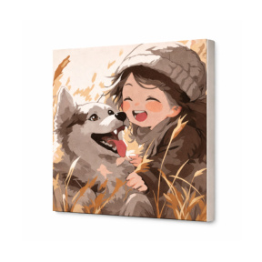 Pictura pe numere 20x20cm Fetita cu catelus Art Gallery Premium